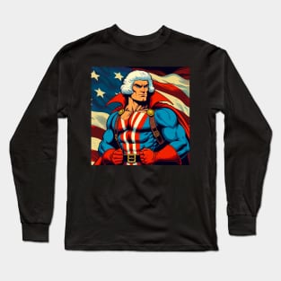 Founding Bro: Thomas Jefferson with Flag Long Sleeve T-Shirt